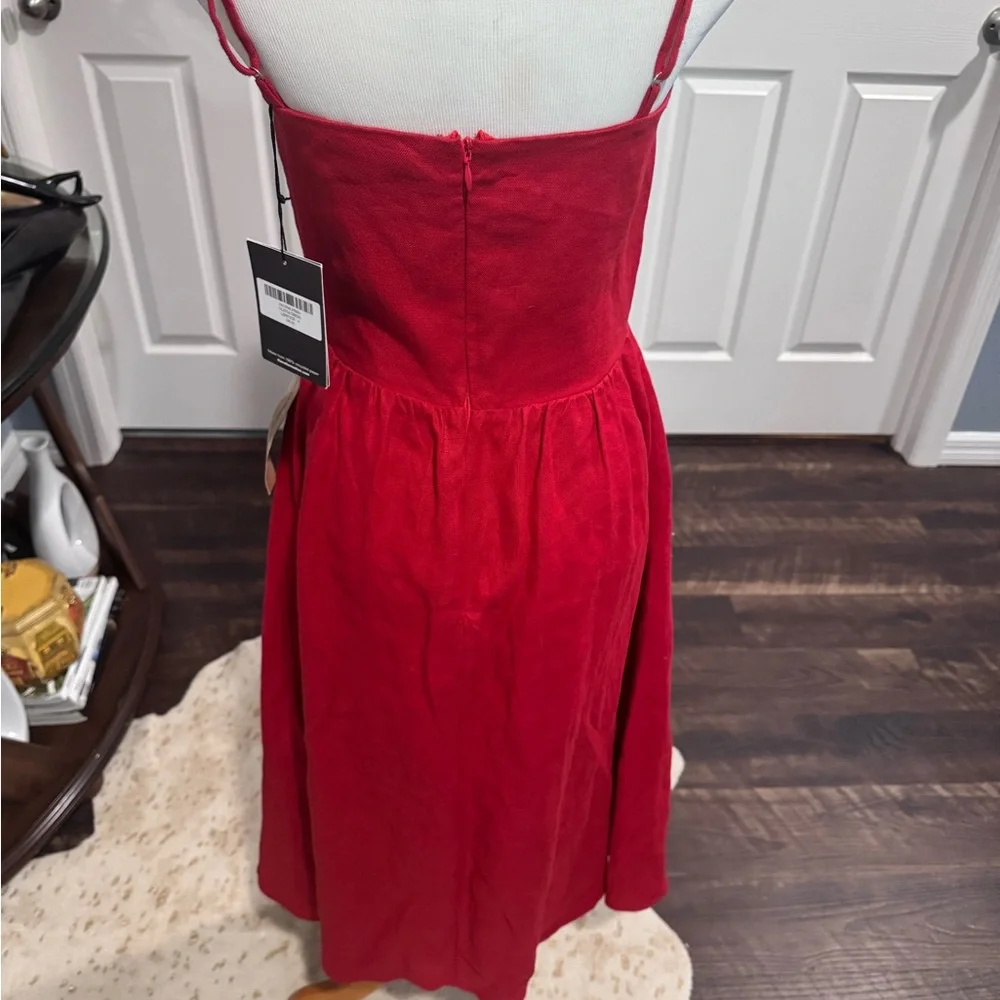 Reformation Red Spaghetti Strap Sweetheart Midi Dress - Picture 2 of 5
